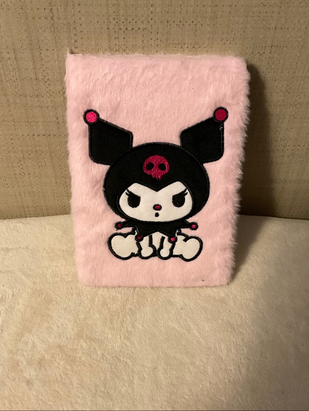 Pink Plush Character Notebook Cover - Kids Learning Accessory